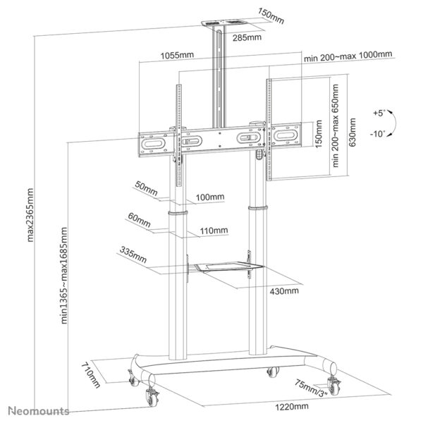 Neomounts PLASMA-M1950E TV trolley 60-100" - Afbeelding 16