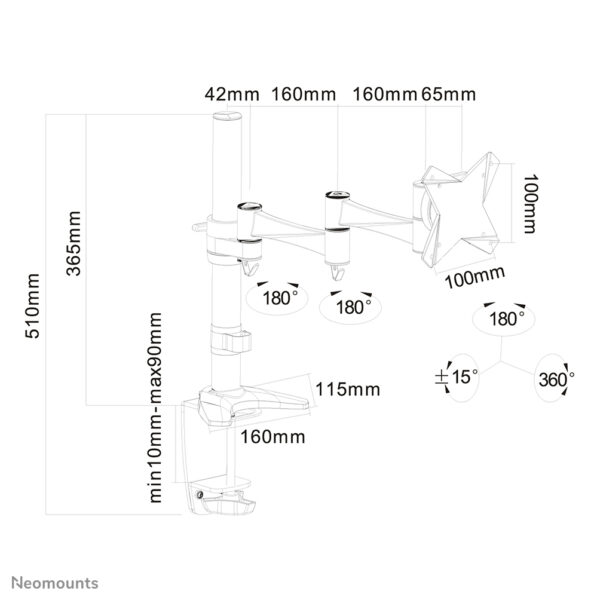Neomounts FPMA-D1330SILVER Monitorarm 10-30" - Afbeelding 3
