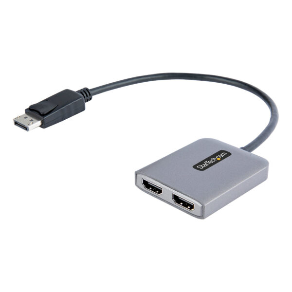 StarTech.com Displayport MST HUB, DP naar Dual HDMI 4K 60Hz, DisplayPort Multi Monitor Adapter met 30cm Kabel, DP 1.4 Multi Stre