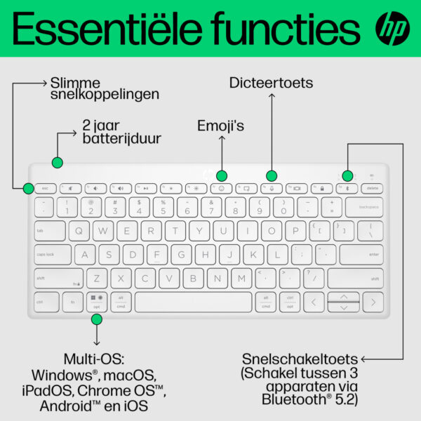 HP 350 Compact Multi-Device Bluetooth Keyboard - Afbeelding 8