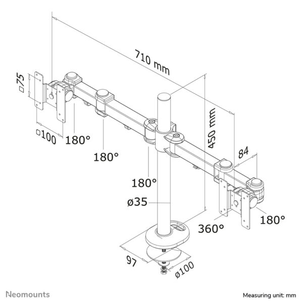 Neomounts FPMA-D960DG Monitorarm 10-27" - Afbeelding 6