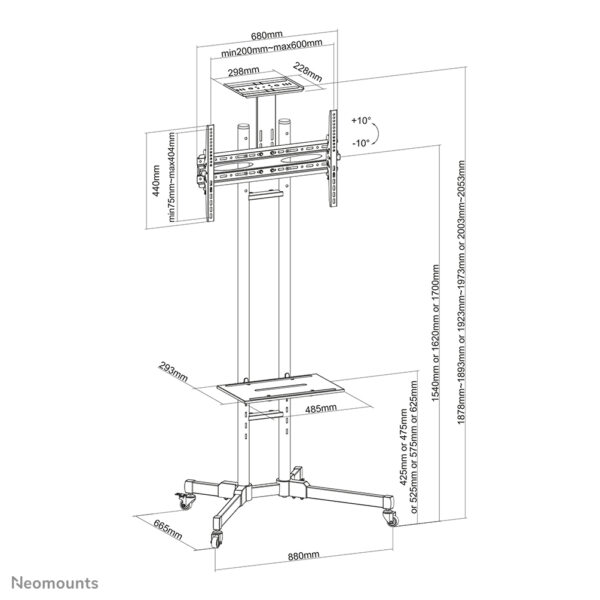 Neomounts PLASMA-M1700E TV trolley 32-70" - Afbeelding 18