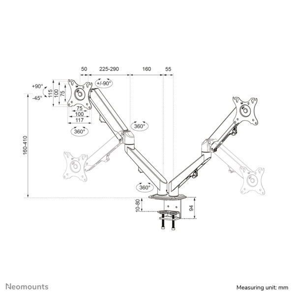Neomounts DS70-700BL2 Monitorarm 17-27" - gasveer - Afbeelding 13