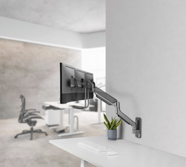 Gembird Monitorarm met gasveer voor 3 monitoren (wandmontage), space grey - Afbeelding 8