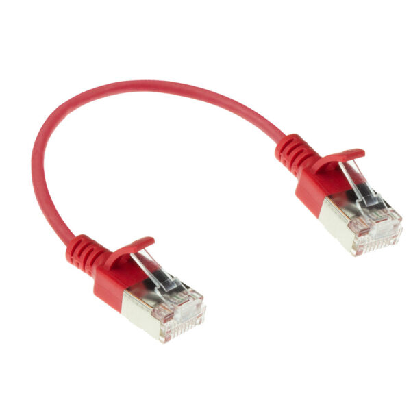 ACT Rode 0,15 meter LSZH U/FTP CAT6A datacenter slimline patchkabel snagless met RJ45 connectoren - Afbeelding 2