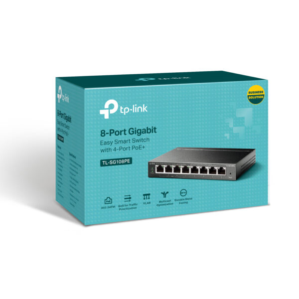 TP-Link TL-SG108PE netwerk-switch Managed L2 Gigabit Ethernet (10/100/1000) Power over Ethernet (PoE) Zwart - Afbeelding 2