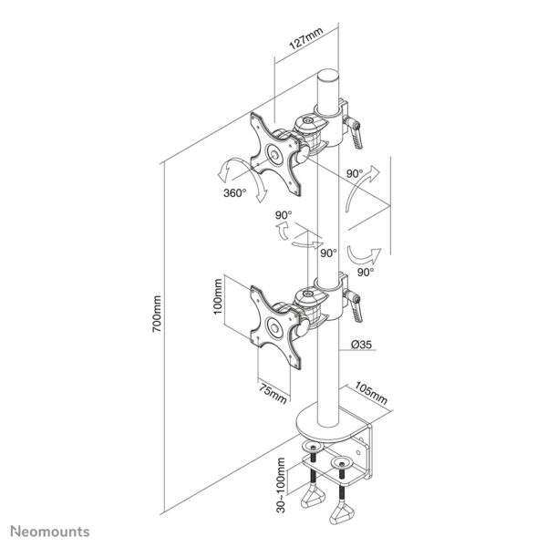 Neomounts FPMA-D700DV Monitorarm 10-27" - Afbeelding 6