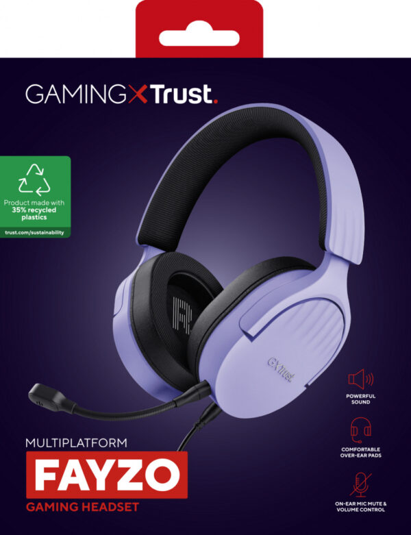 Trust GXT 489P FAYZO Headset Bedraad Hoofdband Gamen Zwart, Paars - Afbeelding 15