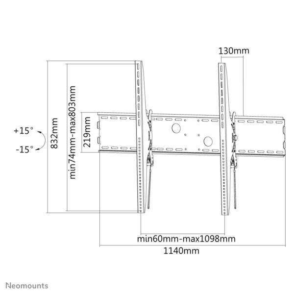Neomounts LFD-W2000 TV-beugel wand 60-100" - kantelbaar - Afbeelding 7