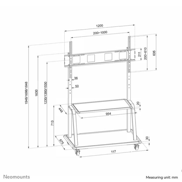 Neomounts NS-M4000BLACK TV trolley 60-105" - Afbeelding 13