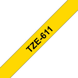 Brother TZE-611 labelprinter-tape Zwart op geel