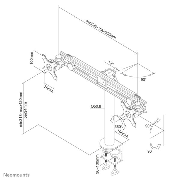 Neomounts FPMA-D700D Monitorarm 19-30" - Afbeelding 4