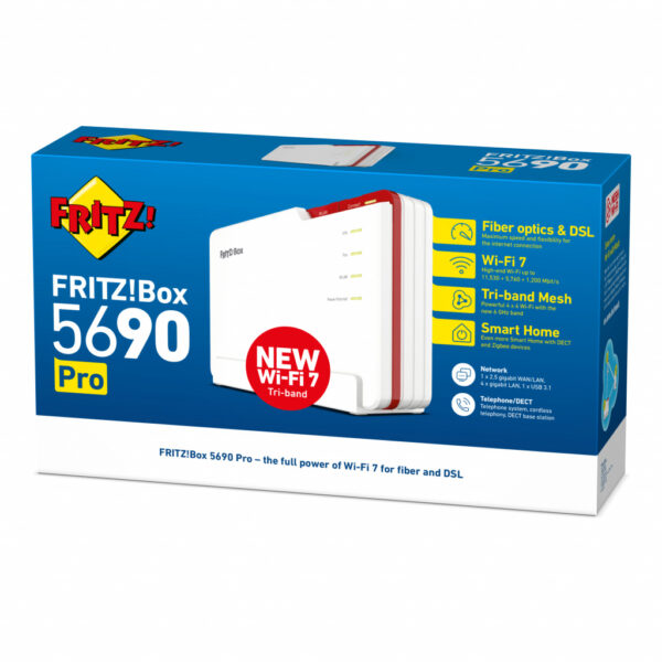 FRITZ!Box 5690 Pro International draadloze router 2.5 Gigabit Ethernet Tri-band (2,4 GHz / 5 GHz / 6 GHz) Wit - Afbeelding 4