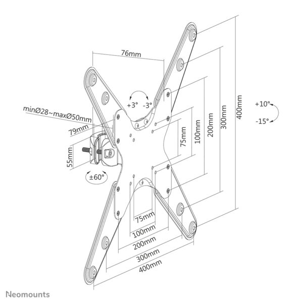 Neomounts FL40-430BL14 TV-paalsteun 32-55" - diam. 28-50 mm - Afbeelding 11