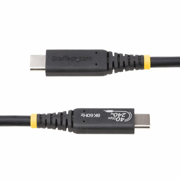StarTech.com 50cm USB4 Kabel, USB-IF Gecertificeerde USB Type-C Kabel, 40Gbps, 240W Power Delivery PD 3.1 EPR, 8K 60Hz, USB-C Da - Afbeelding 3
