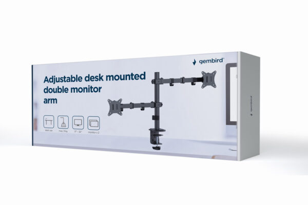 Gembird MA-D2-03 flat panel bureau steun 81,3 cm (32") Zwart - Afbeelding 6