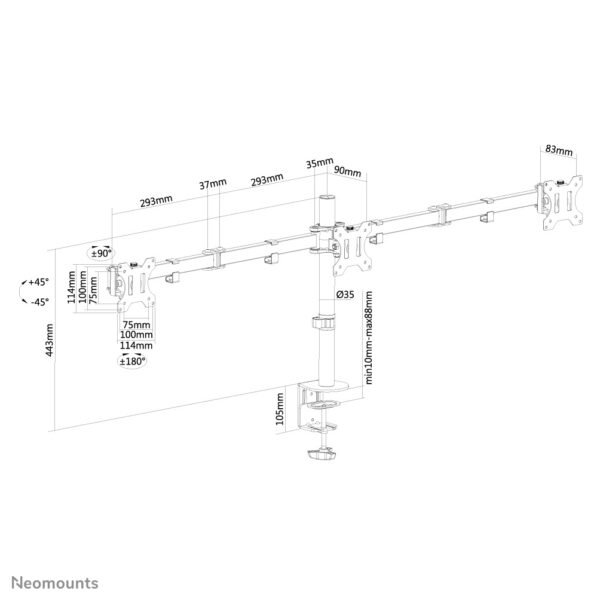 Neomounts FPMA-D550D3BLACK Monitorarm 10-27" - Afbeelding 10