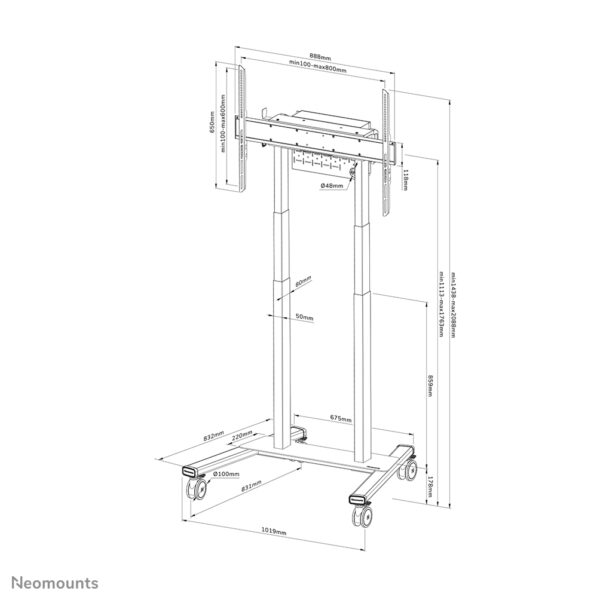 Neomounts FL55-875BL1 TV trolley 55-100" - gemotoriseerd - TÜV - Afbeelding 20