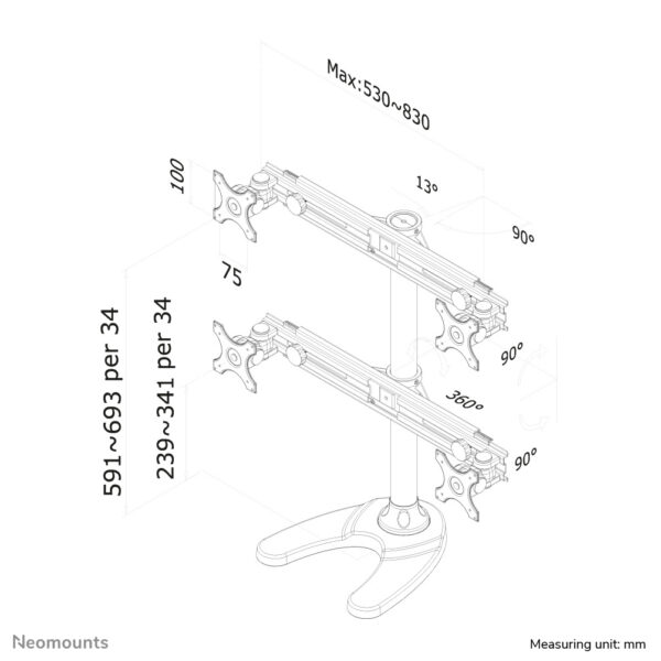Neomounts FPMA-D700DD4 Monitorstandaard 19-30" - Afbeelding 6