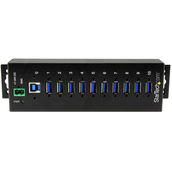 StarTech.com 10-Port USB 3.0 Hub - 5Gbps - Metalen Industriële USB-A Hub met ESD & Overspanningsbeveiliging - Din Rail, Muur of - Afbeelding 2