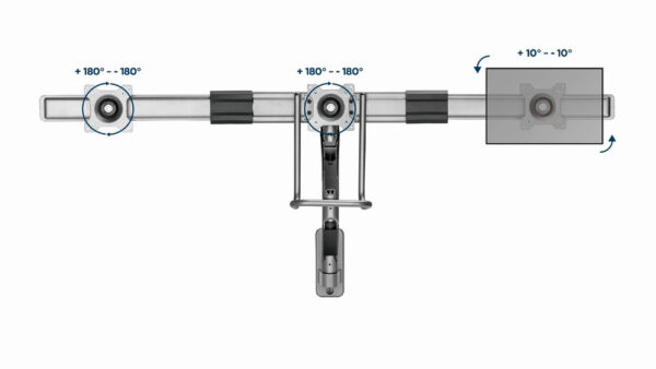 Gembird Monitorarm met gasveer voor 3 monitoren (wandmontage), space grey - Afbeelding 9
