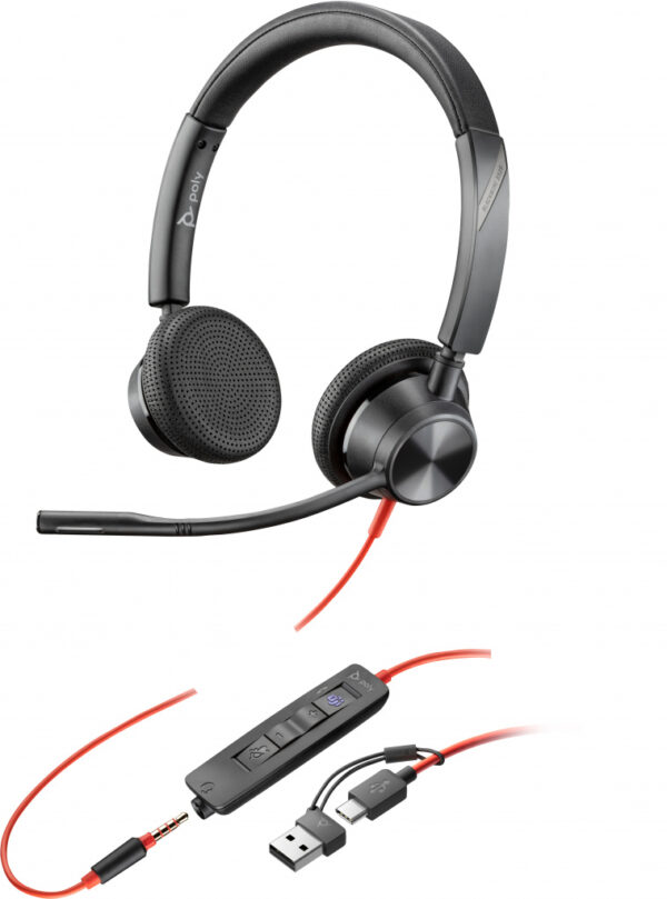 POLY Blackwire 3325 Stereo Microsoft Teams Certified USB-C Headset + 3,5 mm plug + USB-C/A adapter - Afbeelding 2