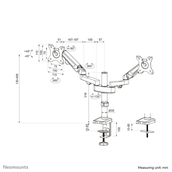 Neomounts DS70-750BL2 Monitorarm 17-27" - gasveer - Afbeelding 19