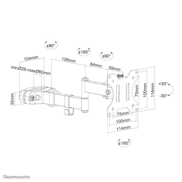 Neomounts FL40-450BL11 TV-paalsteun 17-32" - diam. 28-60 mm - full motion - Afbeelding 19