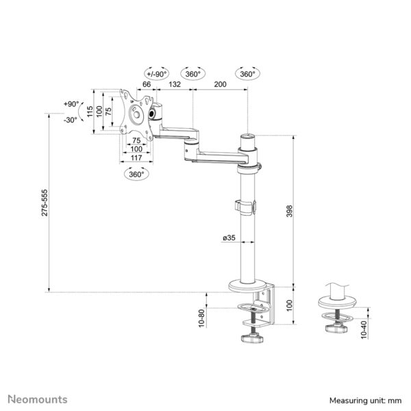 Neomounts DS60-425BL1 Monitorarm 17-27" - ruimtebesparend - Afbeelding 20