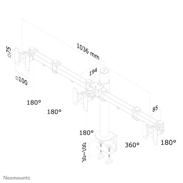 Neomounts FPMA-D960D3 Monitorarm 10-21" - Afbeelding 3