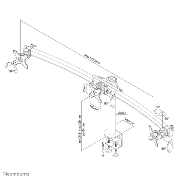Neomounts FPMA-D700D3 Monitorarm 10-27" - Afbeelding 8