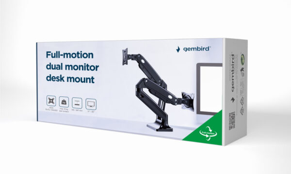 Gembird MA-DA2-03 flat panel bureau steun 88,9 cm (35") Zwart - Afbeelding 6
