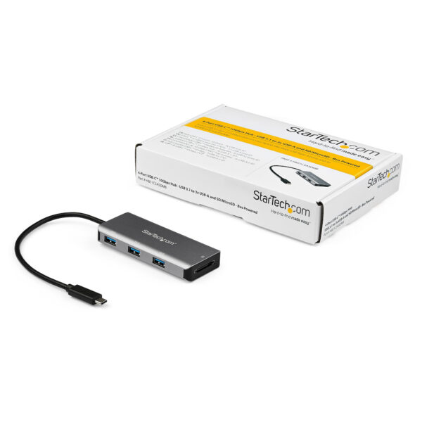 StarTech.com 3 Port USB-C Hub met SD Kaartlezer - 3x USB-A & 1x SD Slot - 10Gbps - Compacte USB 3.2 Gen 2 Type C Adapter Hub - L - Afbeelding 5