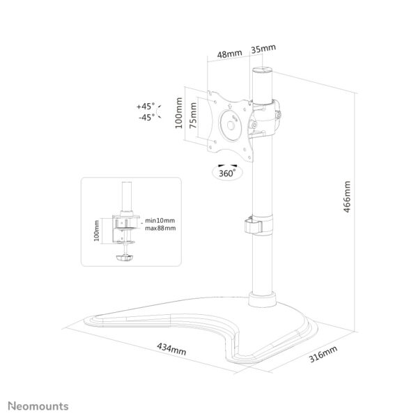Neomounts NM-D335BLACK Monitorstandaard 10-30" - Afbeelding 3