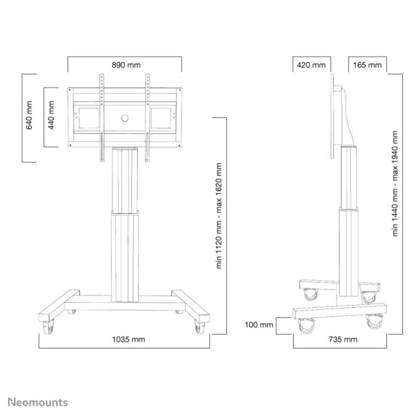 Neomounts PLASMA-M2500BLACK TV trolley 42-100" - gemotoriseerd - Afbeelding 9