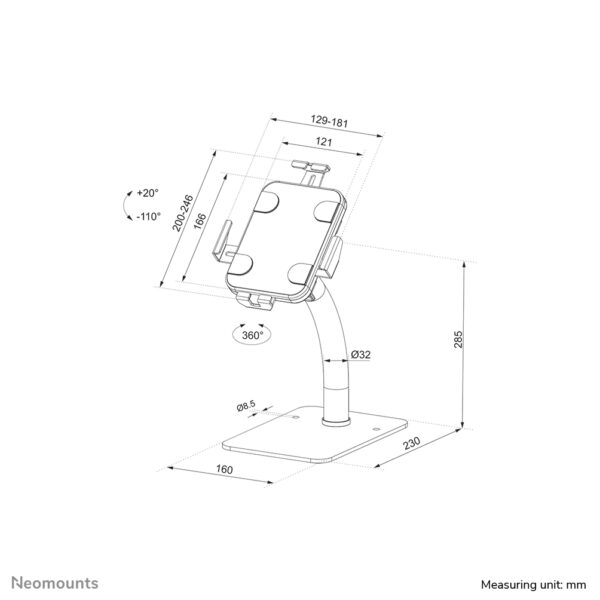 Neomounts DS15-625BL1 Tablet standaard bureau 7.9-11" - vergrendelbaar - universeel - Afbeelding 18