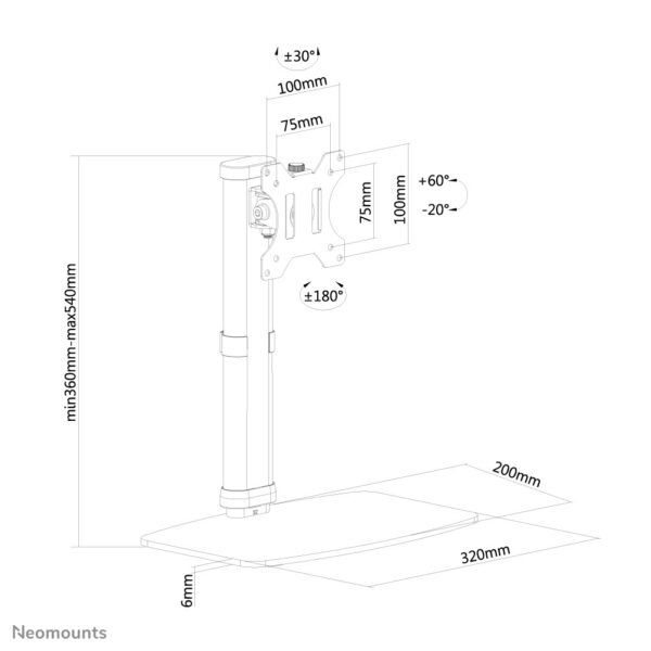 Neomounts FPMA-D890WHITE Monitorstandaard 10-30" - Afbeelding 9
