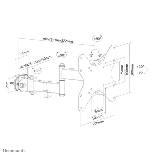 Neomounts FL40-450BL12 TV-paalsteun 23-42" - diam. 28-50 mm - full motion - Afbeelding 13