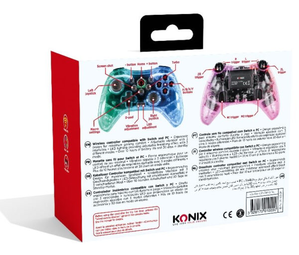 Konix Crystal Transparant USB Gamepad Analoog/digitaal Nintendo Switch, PC - Afbeelding 2