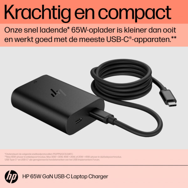 HP 65W GaN USB-C laptoplader - Afbeelding 3