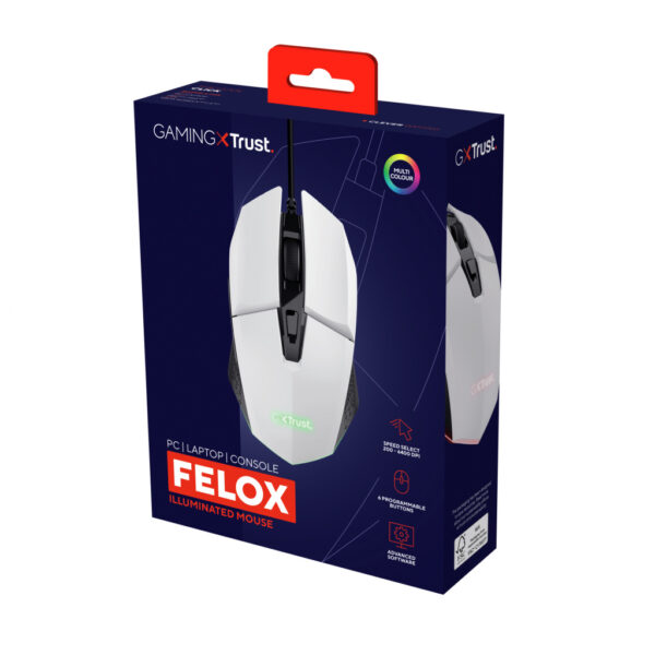 Trust GXT 109W Felox muis Gamen Rechtshandig USB Type-A Optisch 6400 DPI - Afbeelding 6