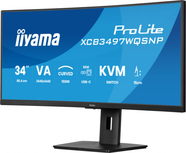 iiyama ProLite XCB3497WQSNP-B1 computer monitor 86,4 cm (34") 3440 x 1440 Pixels UltraWide Quad HD LED Zwart - Afbeelding 2