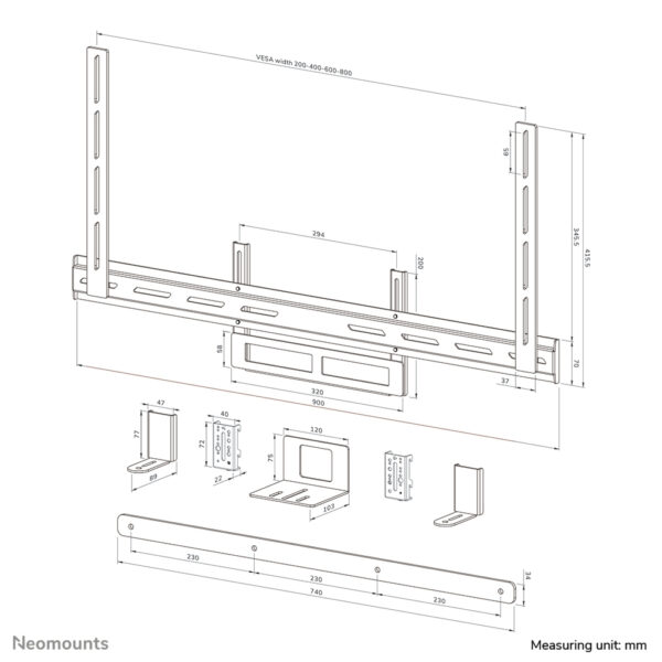Neomounts AV2-500BL Videobar kit 43-110" - VESA - max 10 kg - universeel - Afbeelding 20
