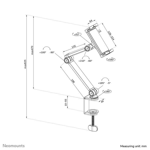 Neomounts DS15-545BL1 Tablet houder bureauklem 4.7-12.9" - universeel - full motion - Afbeelding 20