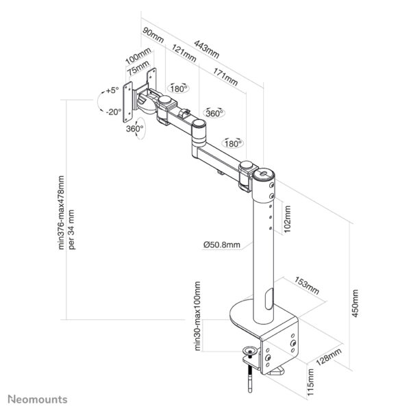 Neomounts FPMA-D960BLACKPLUS Monitorarm 10-49" - Afbeelding 6