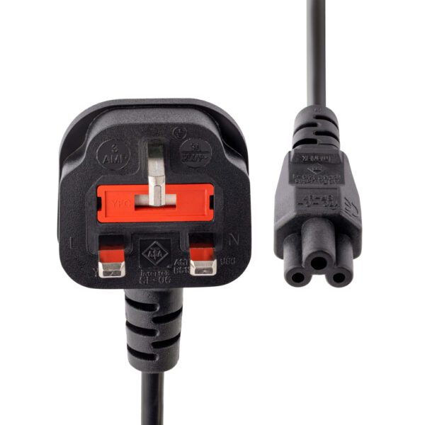 StarTech.com 1m UK Laptop Stroomkabel, BS 1363 to C5 (Clover Leaf), 2.5A 250V, 18AWG, UK Laptop Vervangkabel, Printer Voedingska - Afbeelding 2