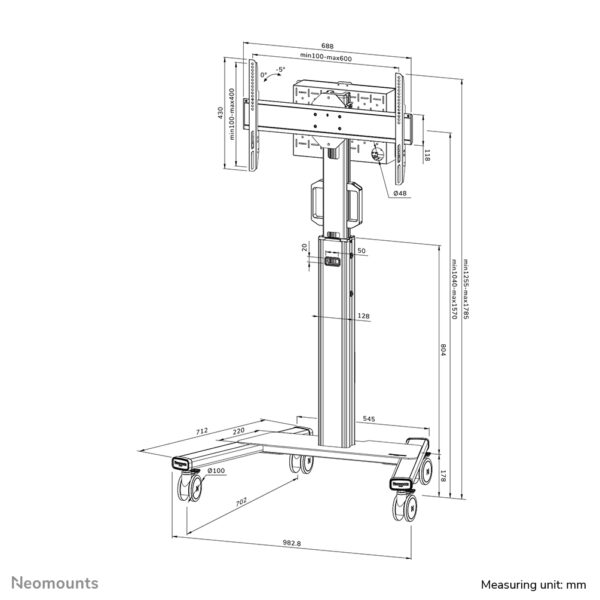 Neomounts FL50S-825WH1 TV trolley 37-75" - TÜV - Afbeelding 19