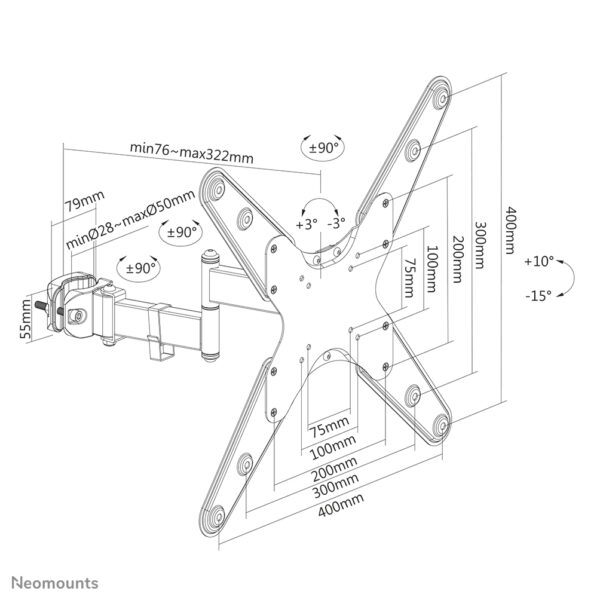 Neomounts FL40-450BL14 TV-paalsteun 32-55" - diam. 28-50 mm - full motion - Afbeelding 15