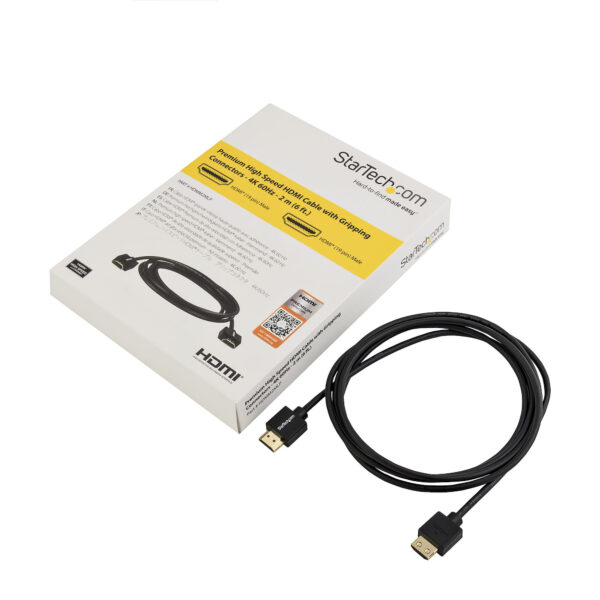 StarTech.com 2m Dunne HDMI 2.0 Kabel, 4K High Speed HDMI Kabel met Ethernet, 4K 60Hz HDR10, UHD HDMI Kabel, M/M Gripping Connect - Afbeelding 4
