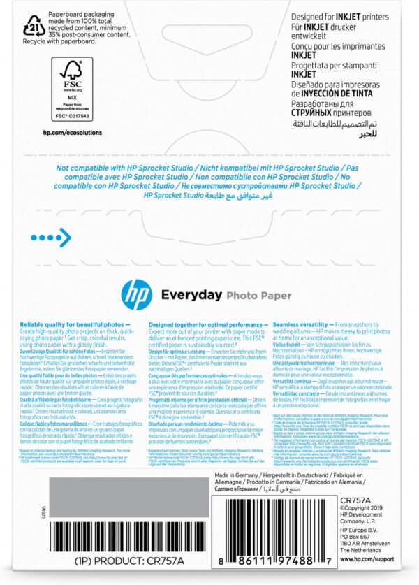 HP Everyday fotopapier, glanzend, 200 g/m2, 10 x 15 cm (101 x 152 mm), 100 vellen - Afbeelding 3
